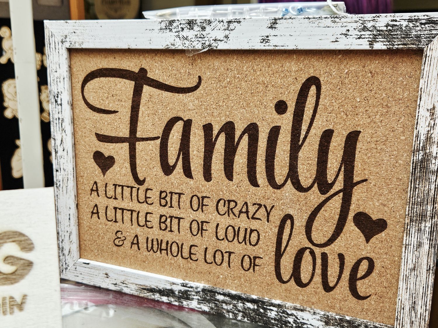 Family Crazy Loud Love White Corkboard