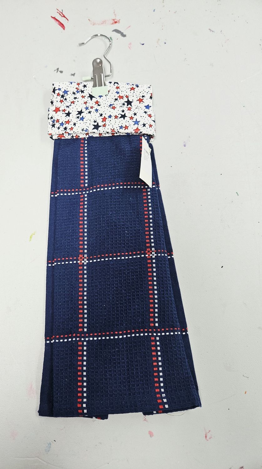 RWB Stars Top Blue Towel w/Red &amp; White Stripes Kitchen Towel
