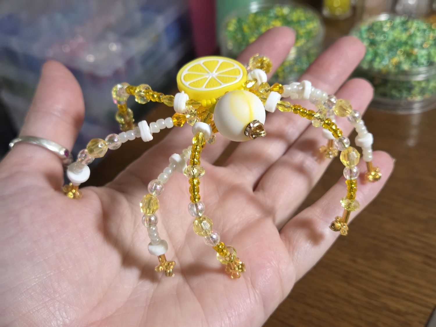 Yellow Lemon Beaded Spider