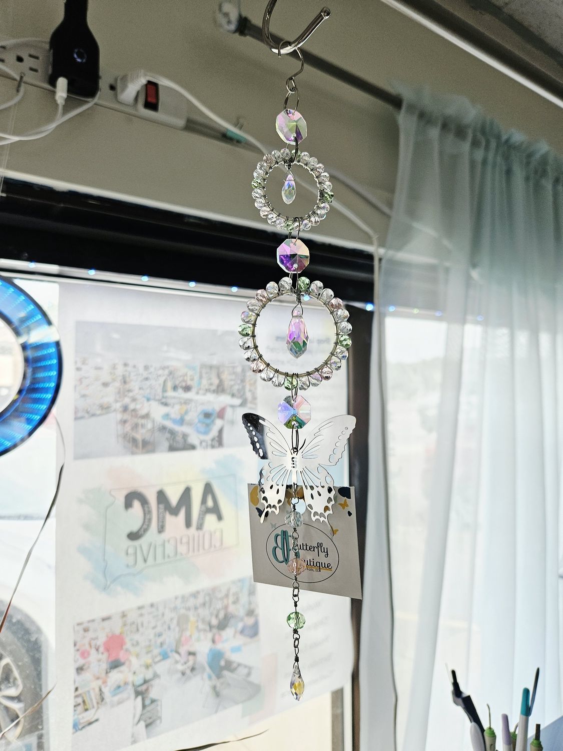 Pink/Green Butterfly Suncatcher