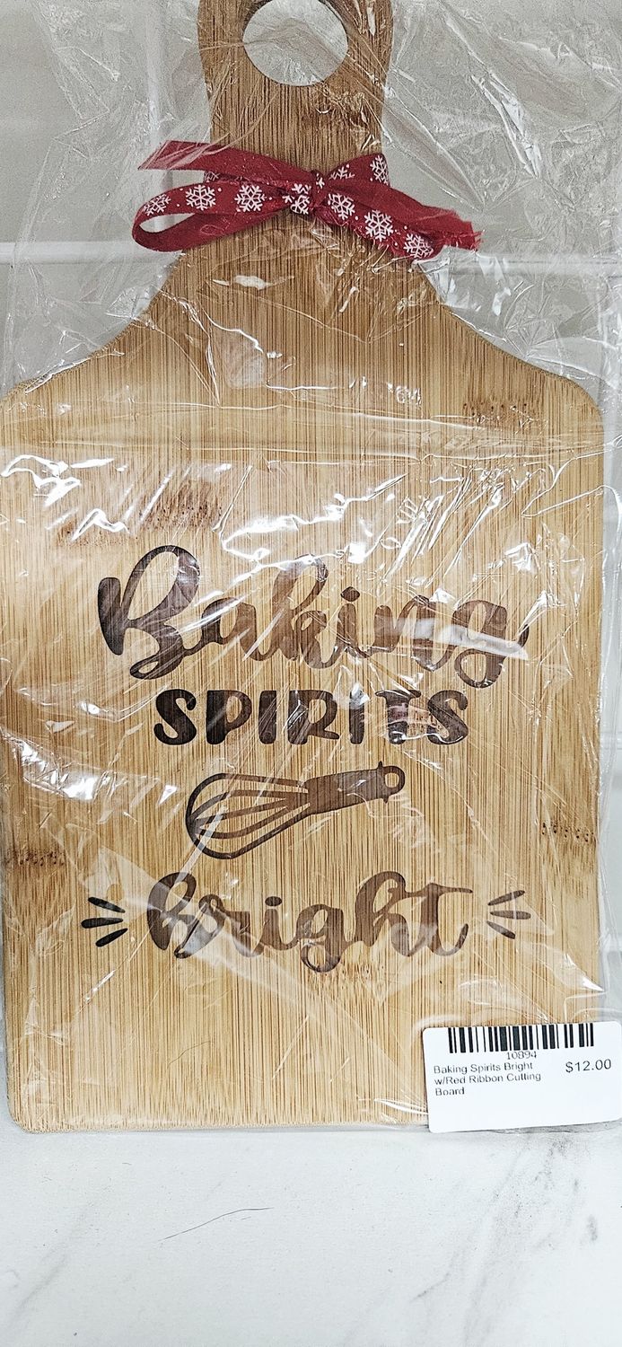 Baking Spirits Bright w/Red Ribbon Cutting Board