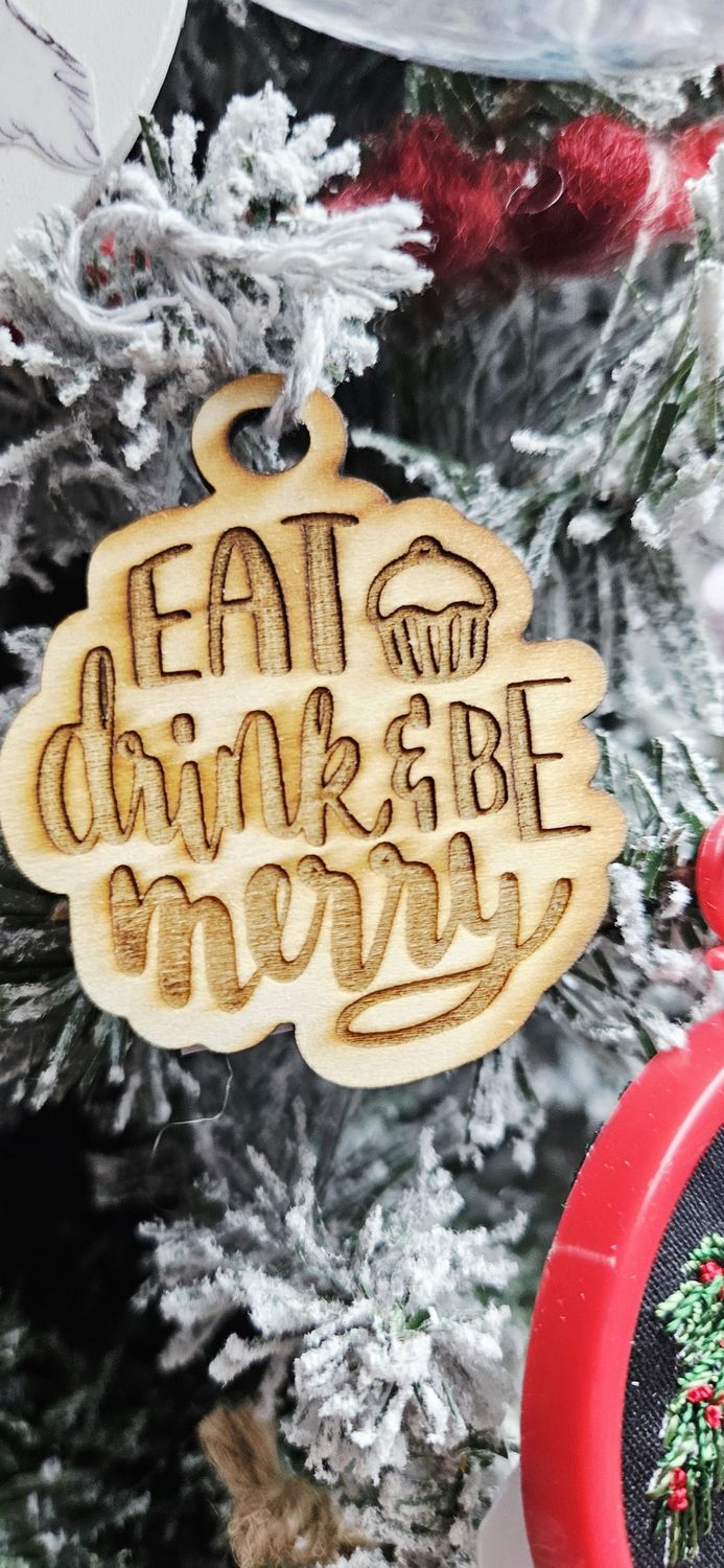 Eat Drink Be Merry Christmas Ornament