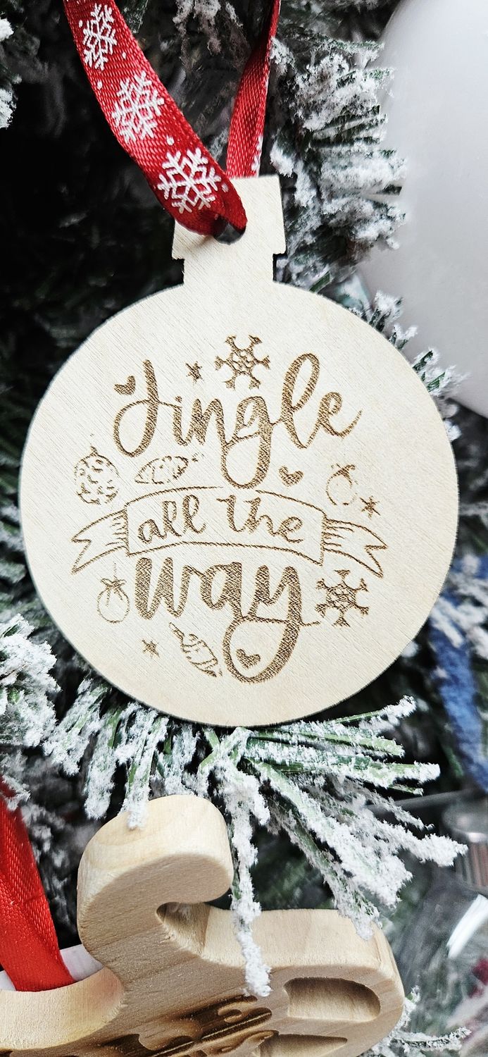Jingle All The Way Round Wood Ornament