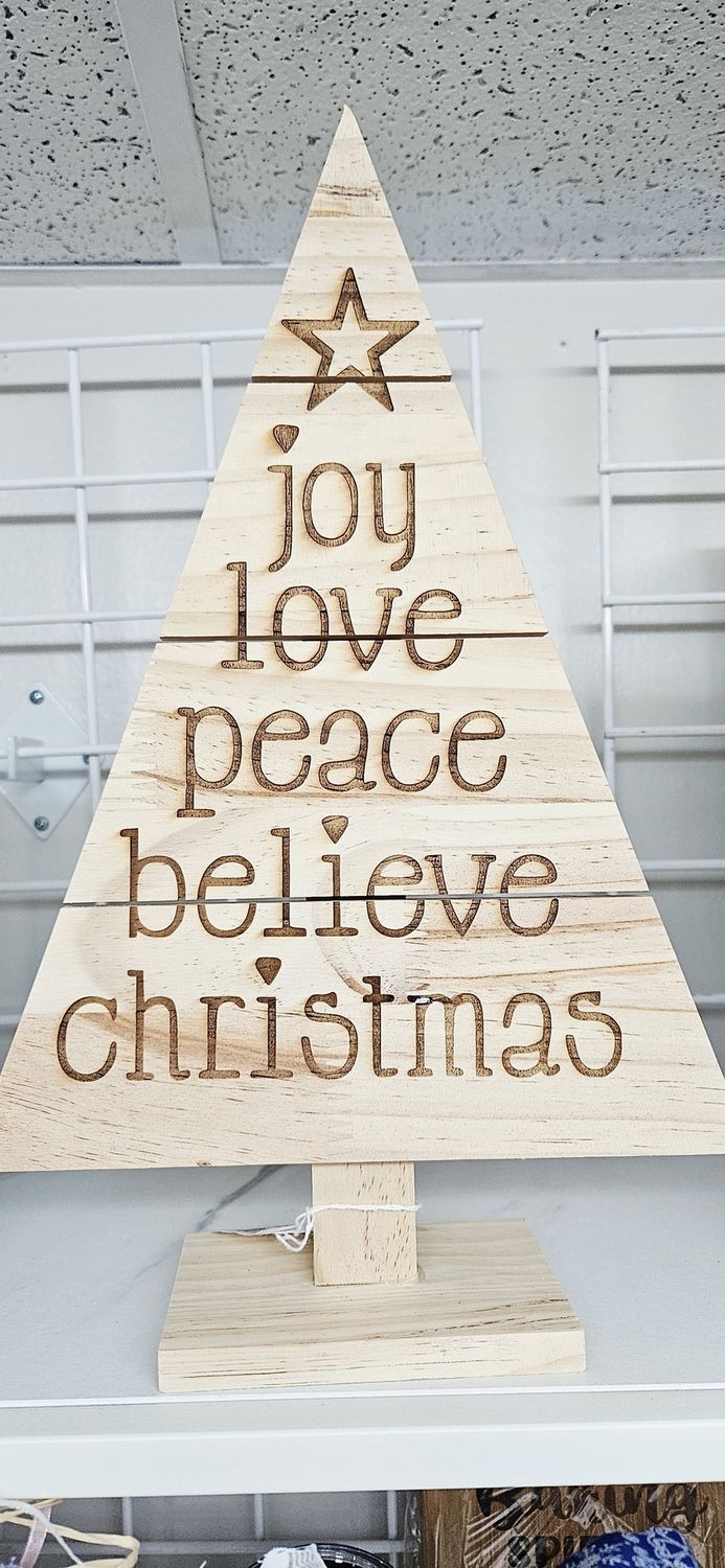 Wood Engraved Christmas Tree