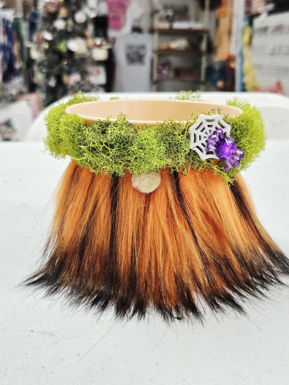 Orange/Black Fur with Purple Spider Gnome Small Planter