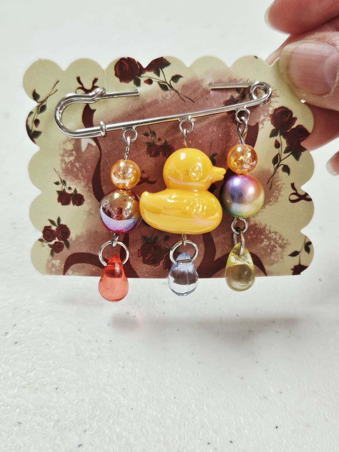 Yellow Duck Purse Charm Broach