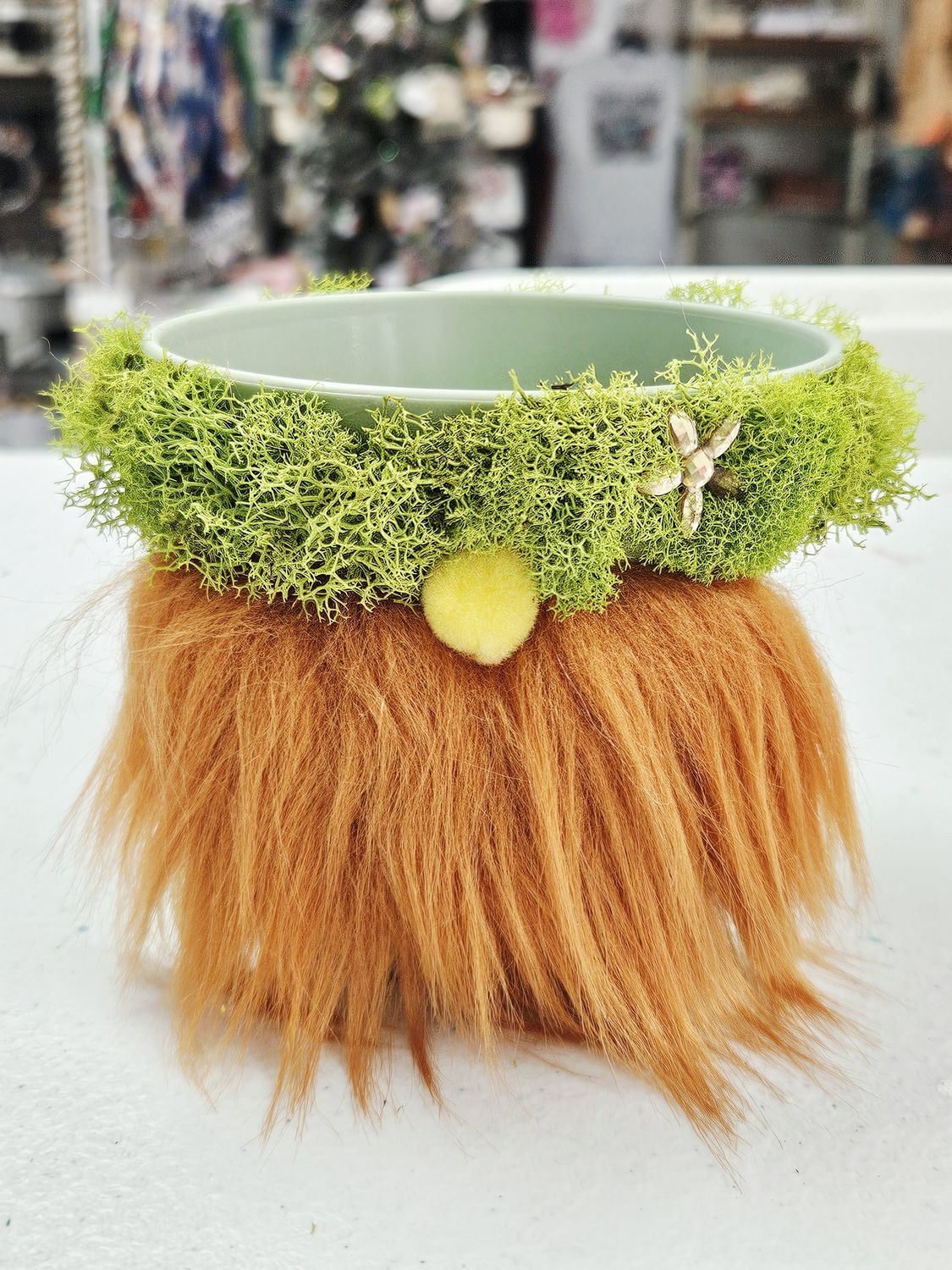 Rust Fur with Flower Gnome Small Planter