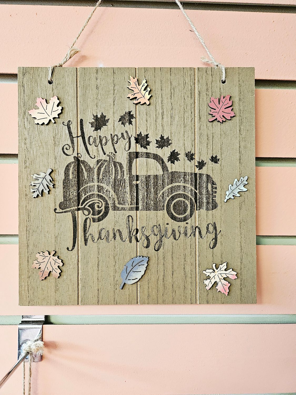 Happy Thanksgiving Truck Square Brown Sign