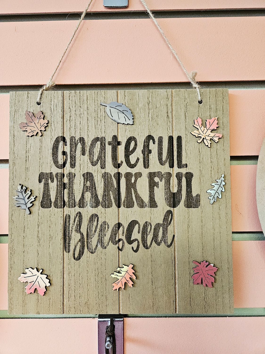 Grateful Thankful Blessed Square Brown Sign