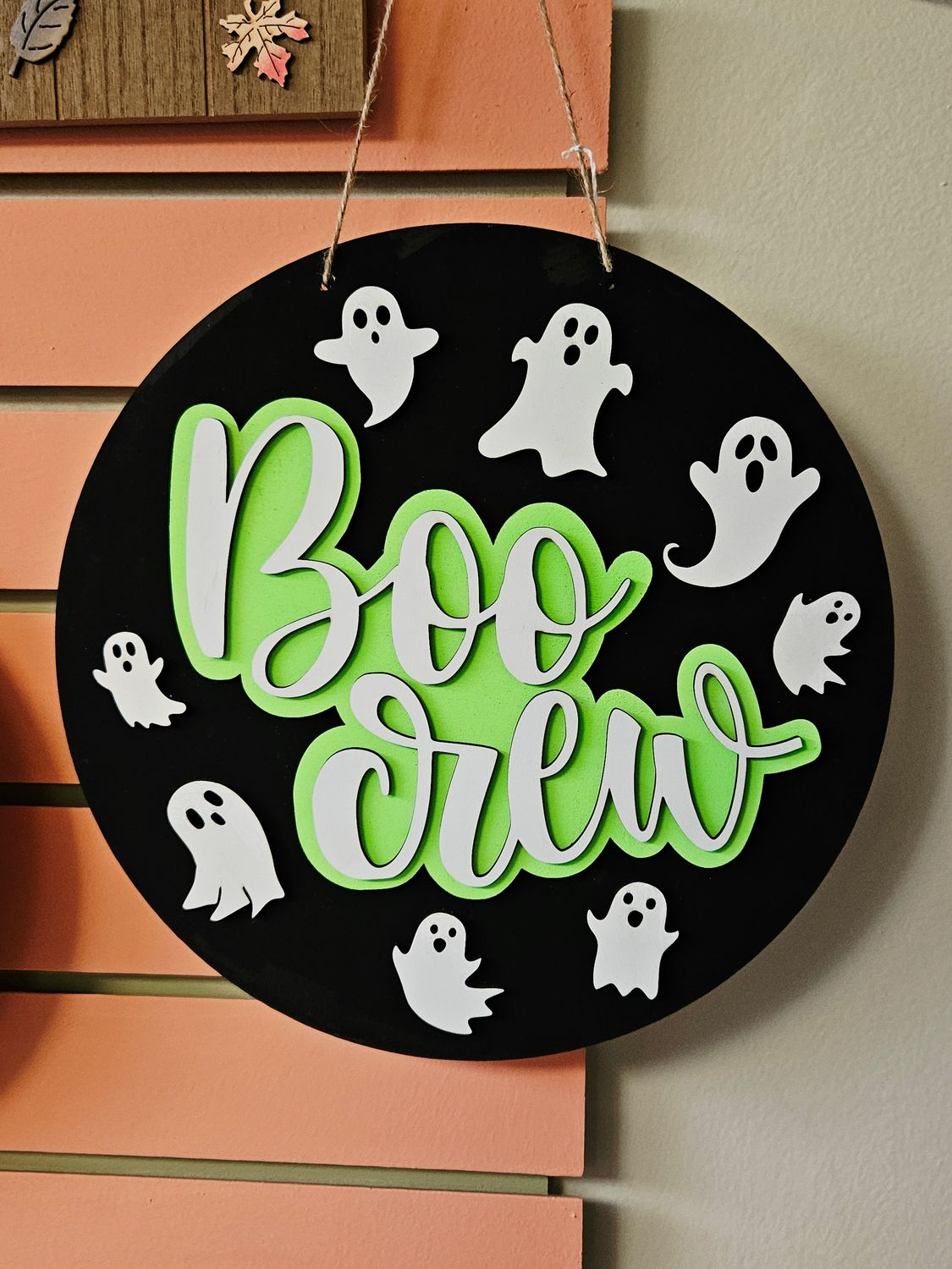 Boo Crew Round Sign Black/Green