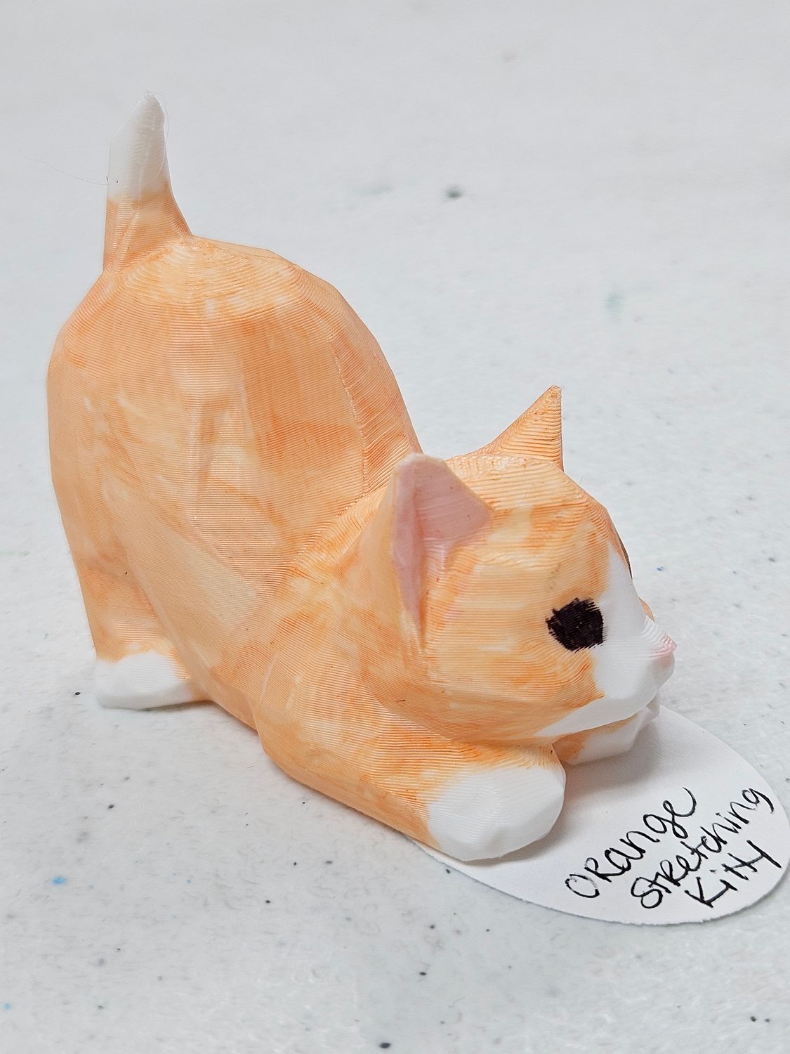 Orange Stretching Kitty, 3D Printed