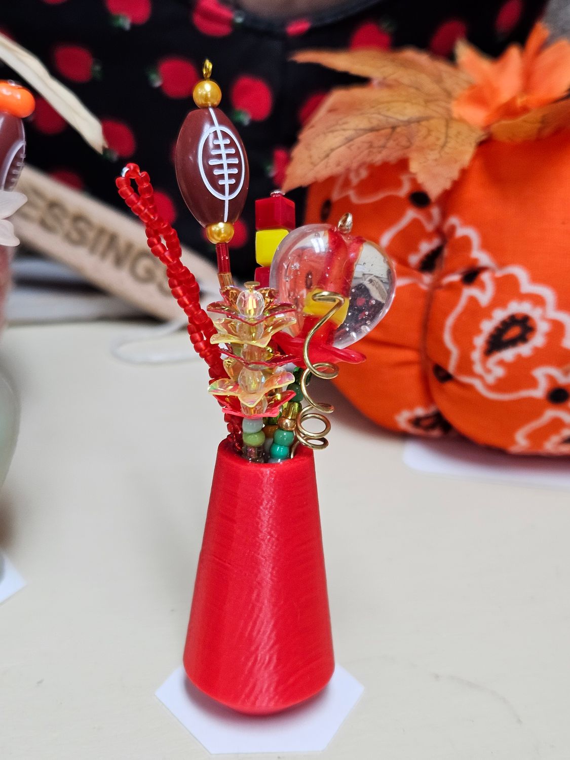 Red/Yellow Football Beaded Flower Bouquet