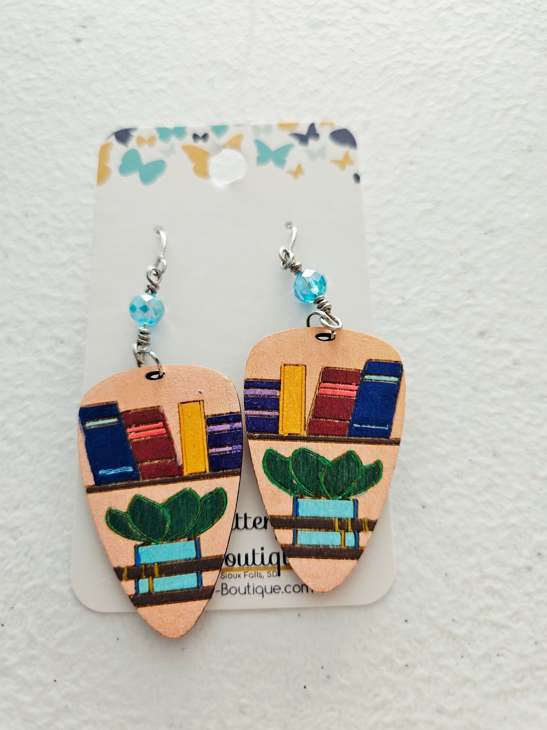 Peach Guitar Pick Book Earrings