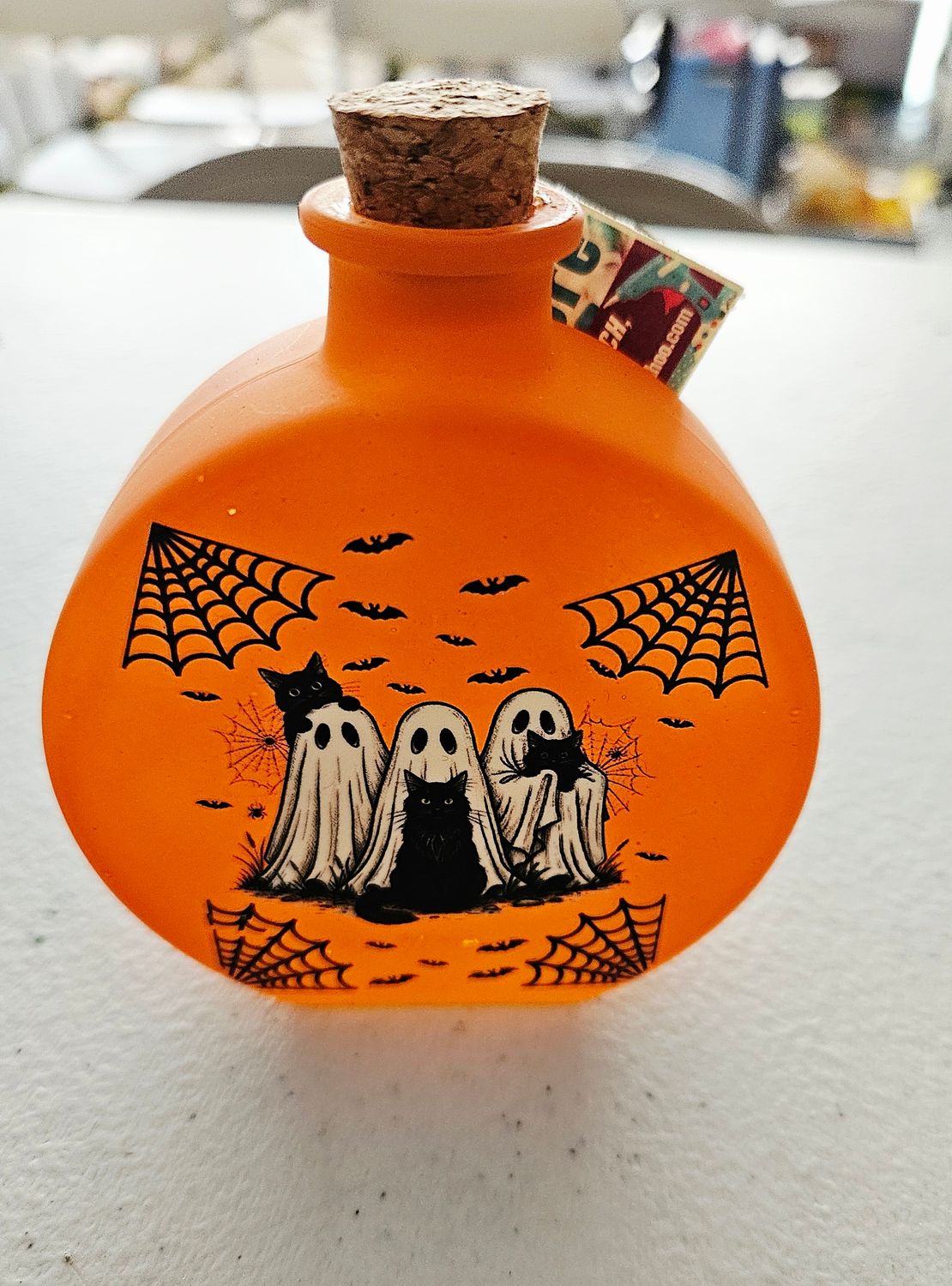 Halloween Potion Bottle Orange w/Ghosts