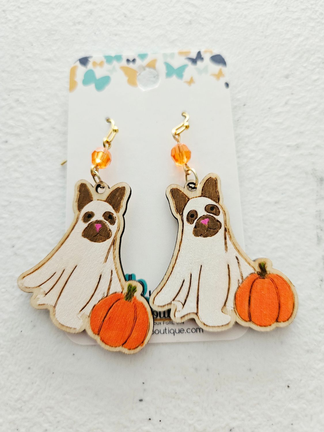 Ghost Dog w/Pumpkin Earrings