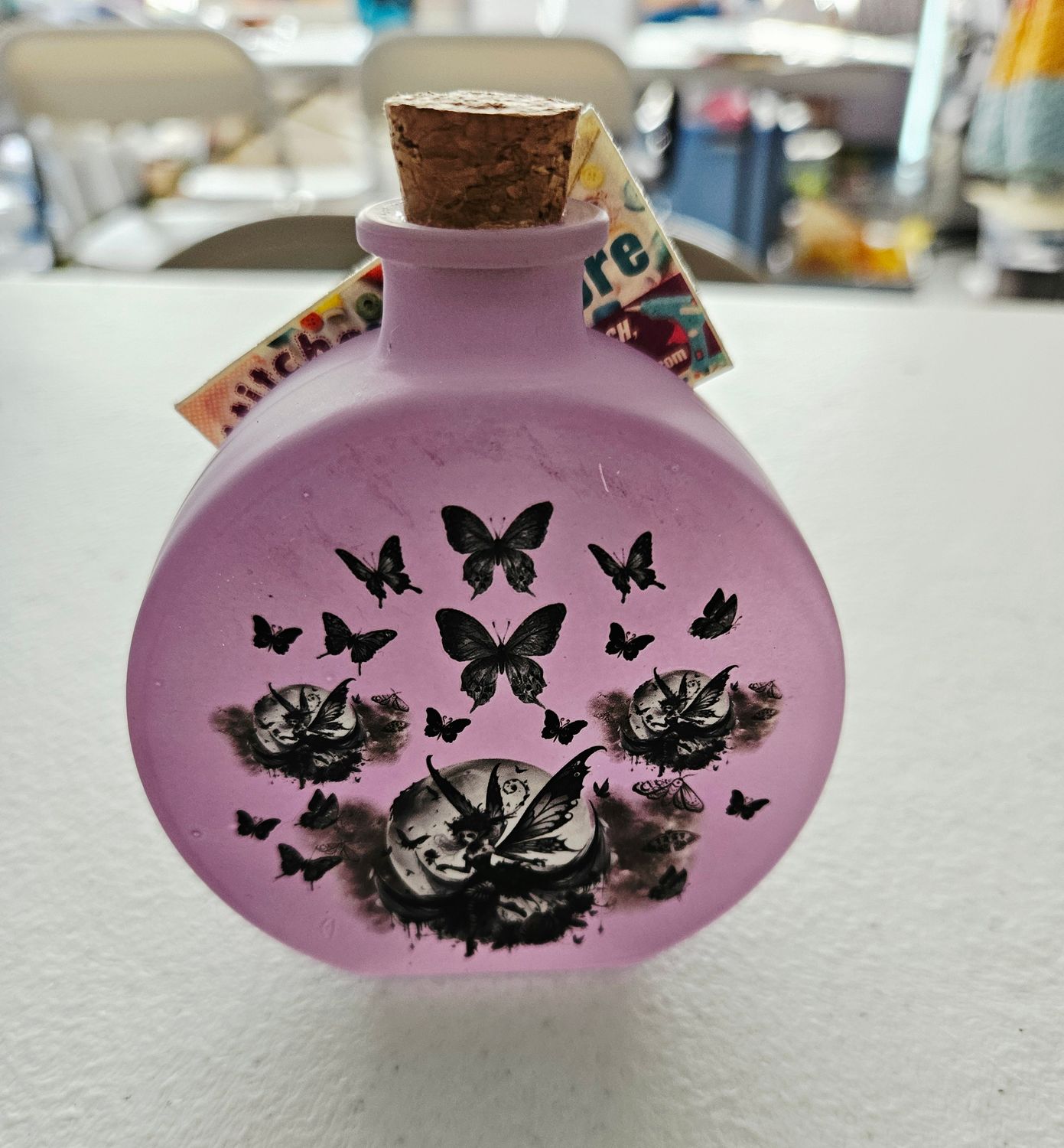 Halloween Potion Bottle Purple w/Butterflies