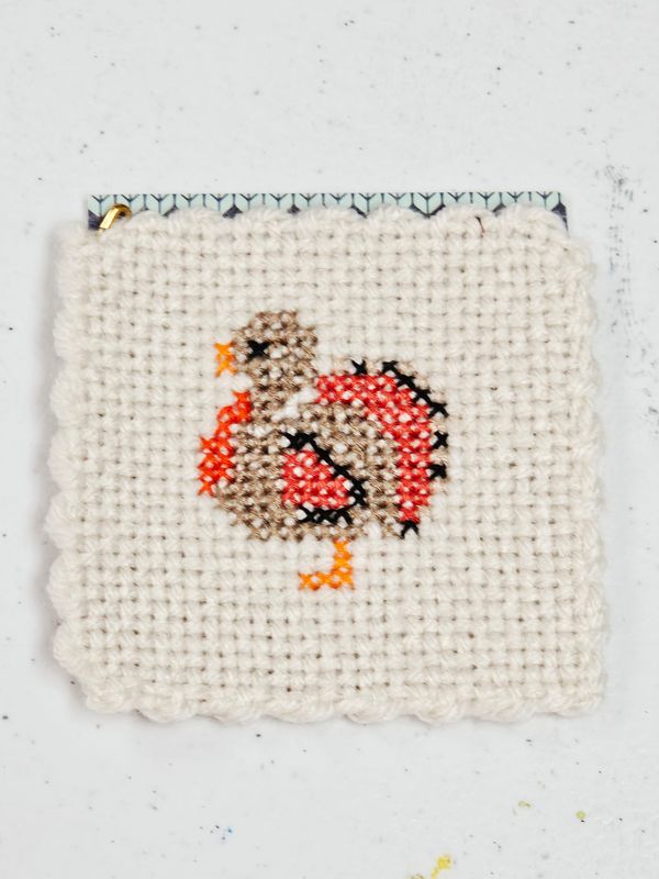 Thanksgiving Single Embroidered Coaster/Turkey