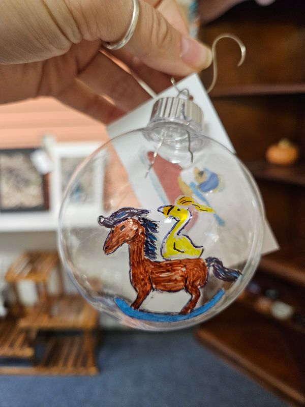 Gosling in Rocking Horse Hand Painted Ornament