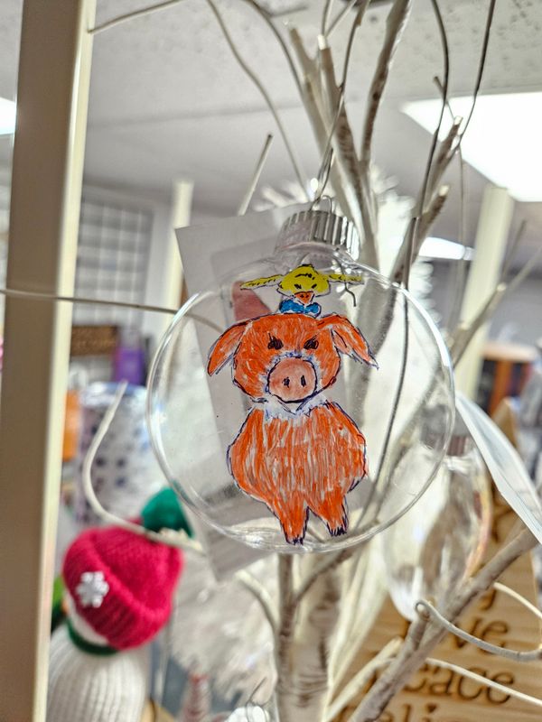 Gosling Jockey on Pig Hand Painted Ornament