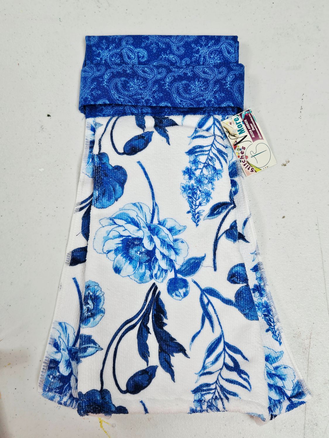 Blue Floral w/Blue Pasley Top Kitchen Towel