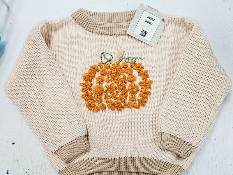 Tan Sweater w/Pumpkin12-18M