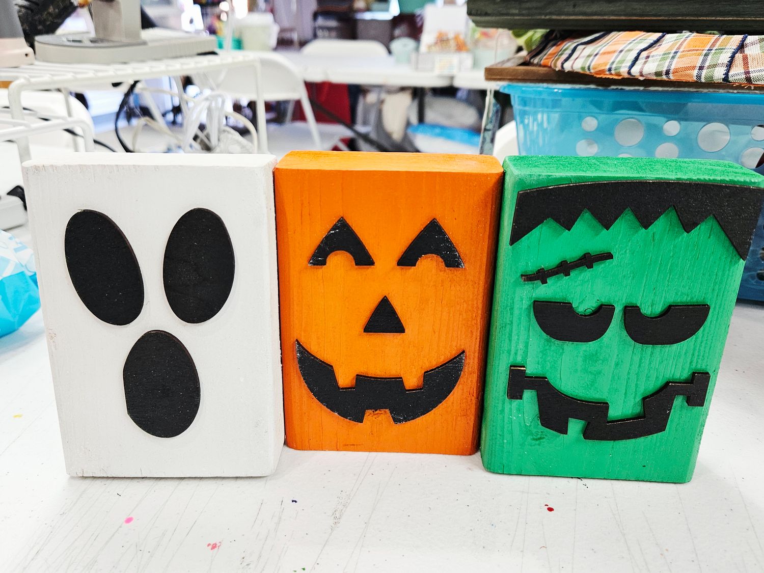 Halloween Block Set of 3 Orange/White/Green