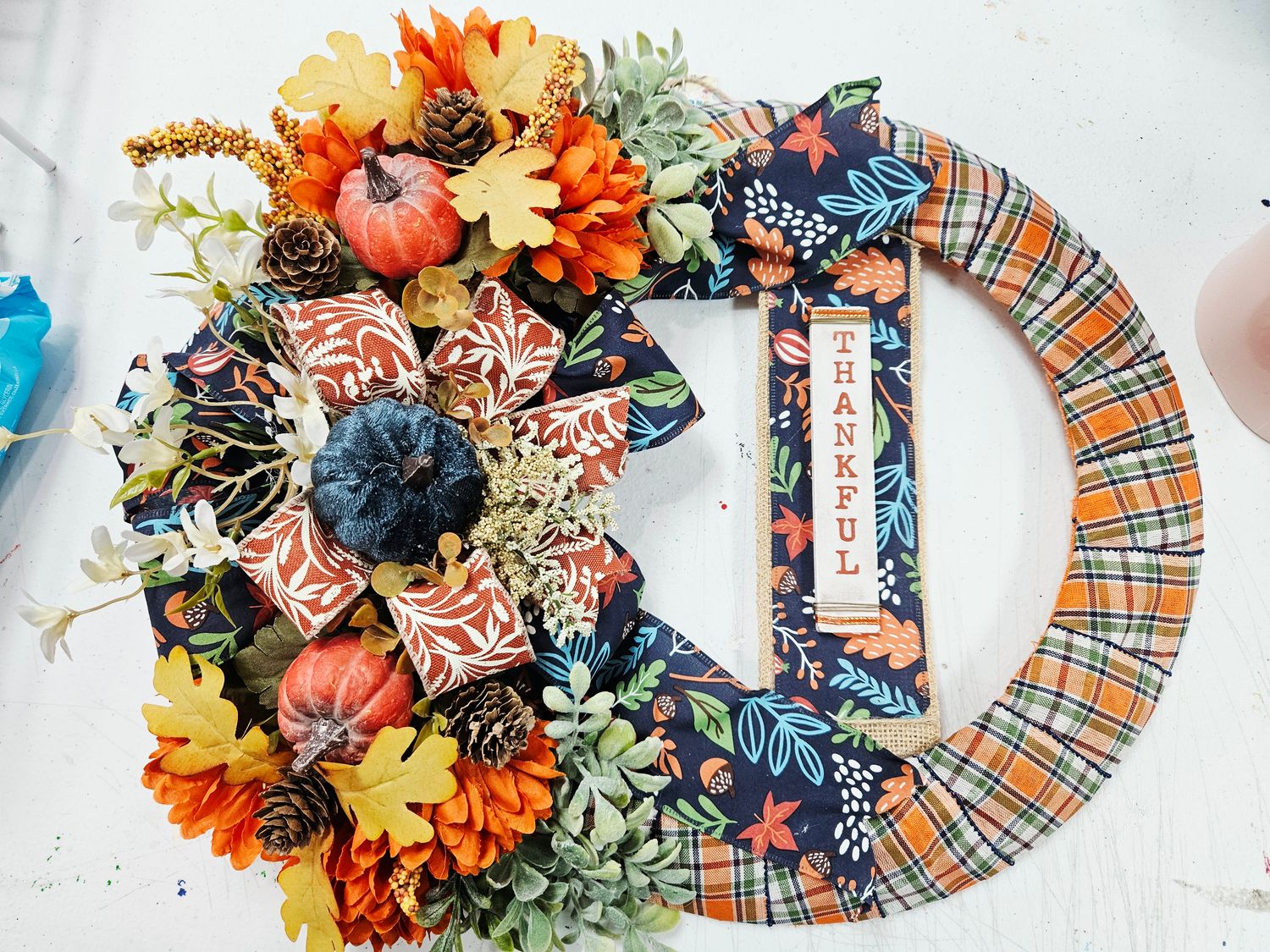 Fall Floral Fabric Wreath
