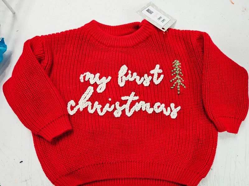 My First Christmas Sweater Red 6-9M