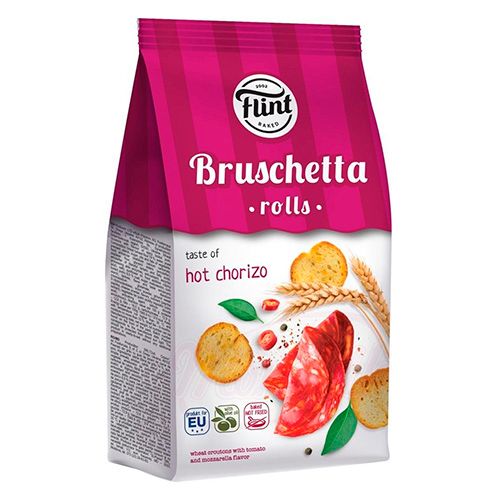 Flint Bruschetta Rolls sucharki pszenne pieczone o smaku pikantnej chorizo 65 g