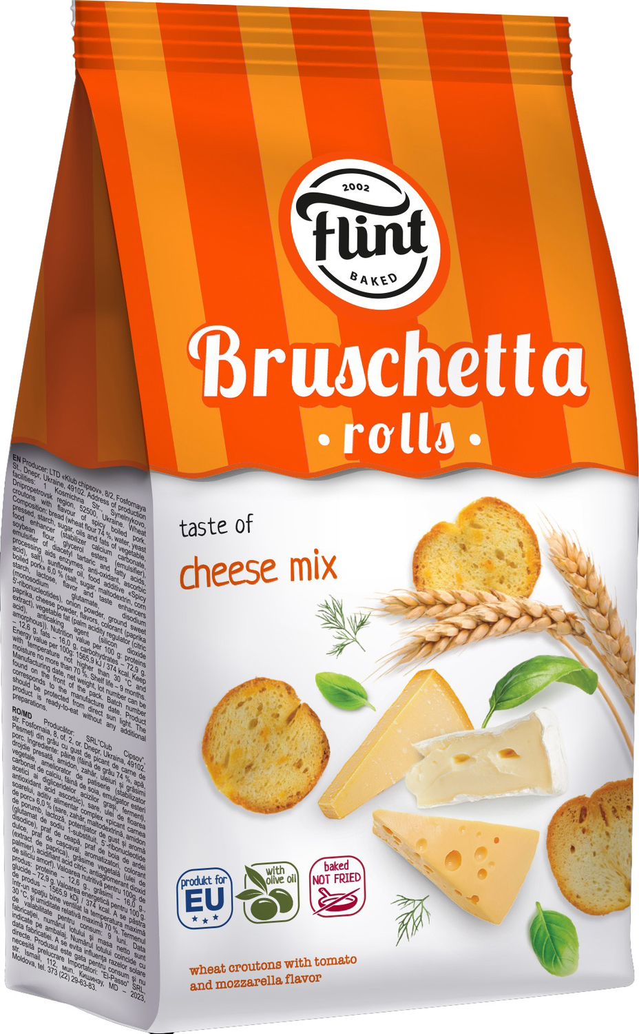 Flint Bruschetta Rolls sucharki pszenne pieczone o smaku grzybów w sosie śmietanowym 65 g