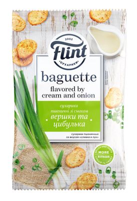 Сухарики пшеничні Вершки та цибулька Baguette Flint 60г
