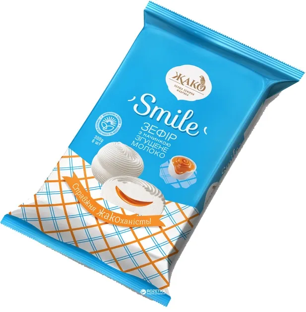 Zefir “SMILE” pianki marshmallow z nadzieniem mleka zagęszczonego 300 g