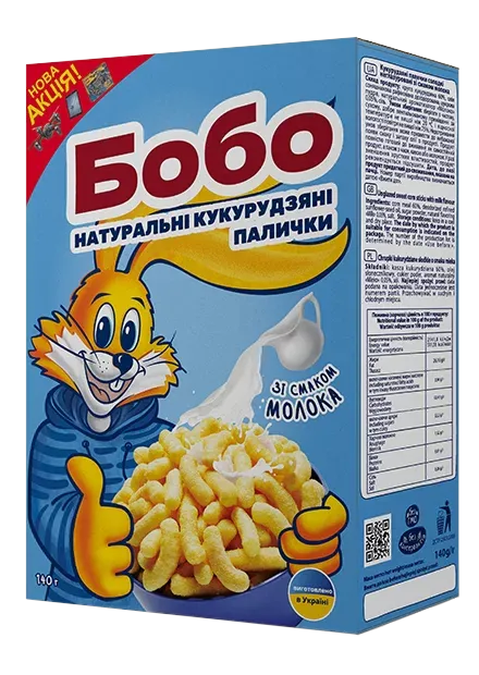 Chrupki kukurydziane słodkie ВОВО o smaku mleka 140 g