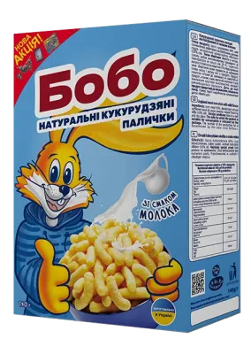 Chrupki kukurydziane słodkie ВОВО o smaku mleka 140 g