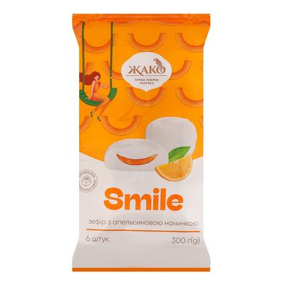 Zefir “SMILE” pianki marshmallow z nadzieniem pomarańczowym 300 g