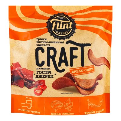 Grzanki żytnio-pszenne faliste o smaku spicty jerky "Flint Craft Grenki" 90 g