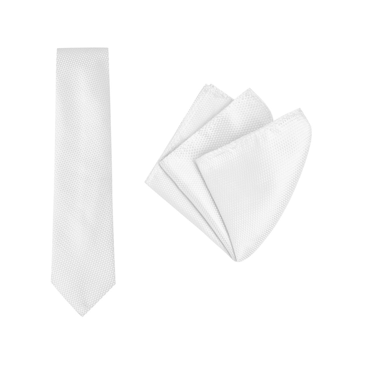 Tie + Pocket Square Set, Carbon, White