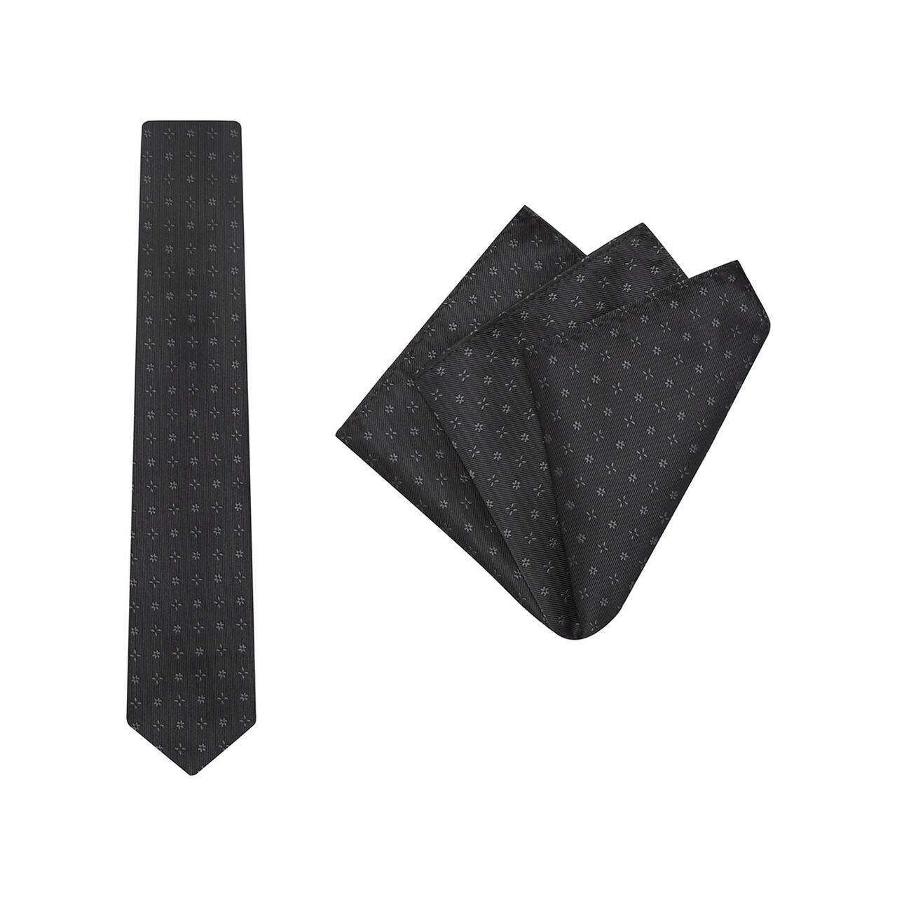 Tie + Pocket Square Set, Bloom, Black
