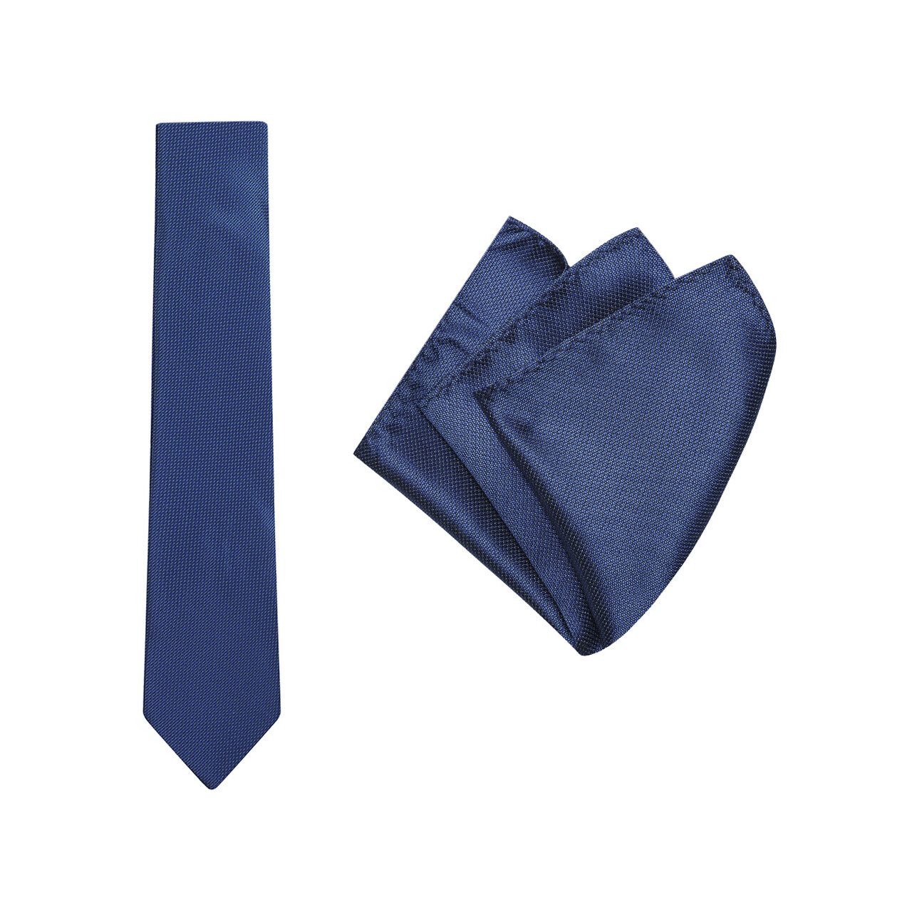 Tie + Pocket Square Set, Micro Spot, Blue