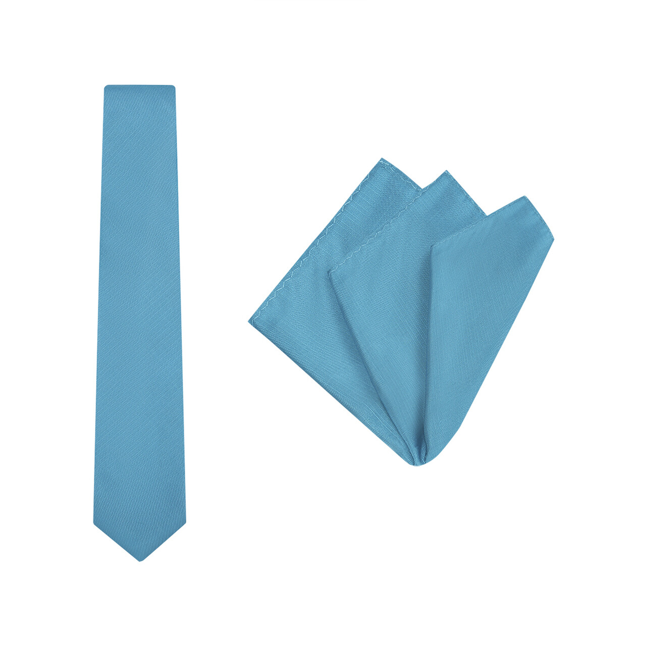 Tie + Pocket Square Set, Plain, Aqua