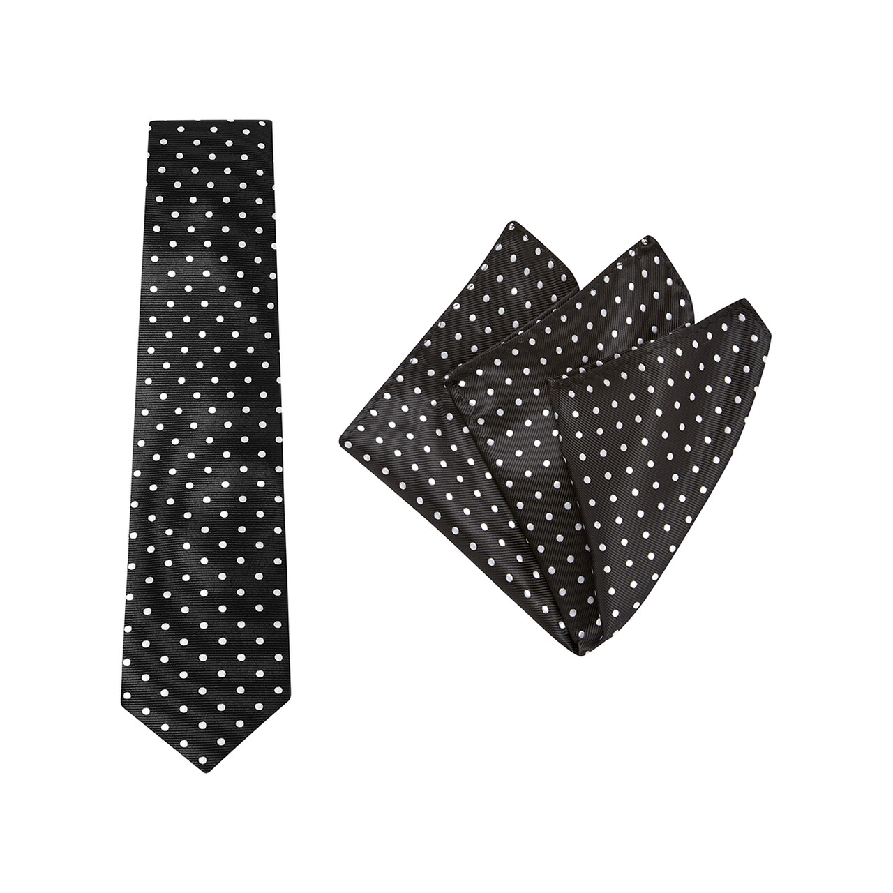 Tie + Pocket Square Set, Spot, Black