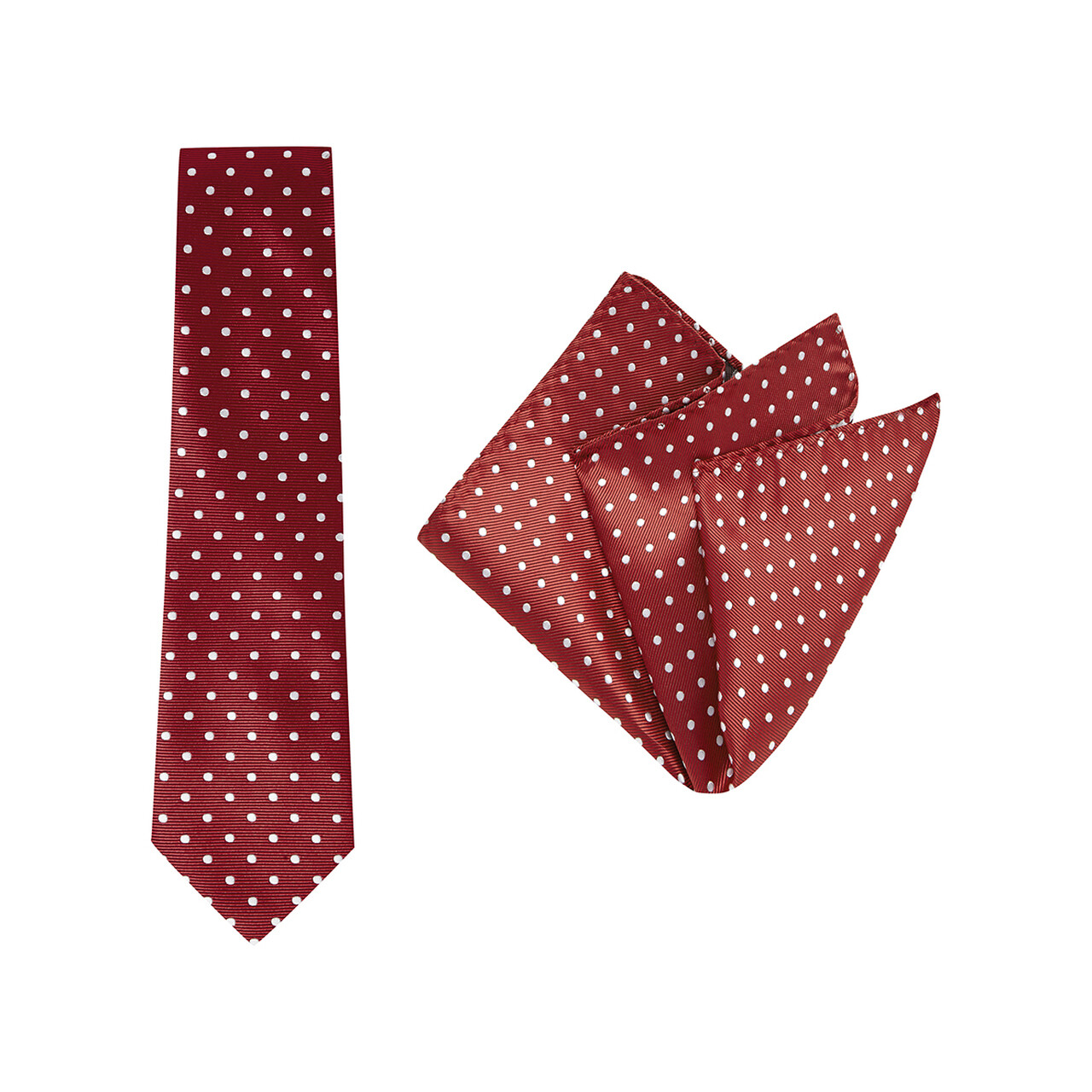 Tie + Pocket Square Set, Spot, Red