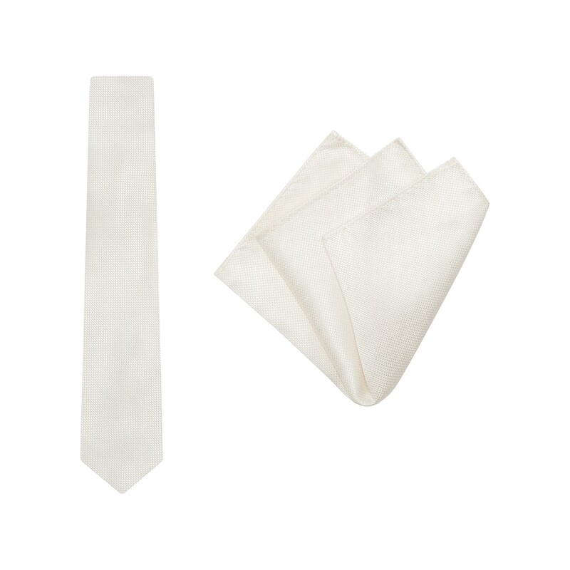 Tie + Pocket Square Set, Wedding, Ivory
