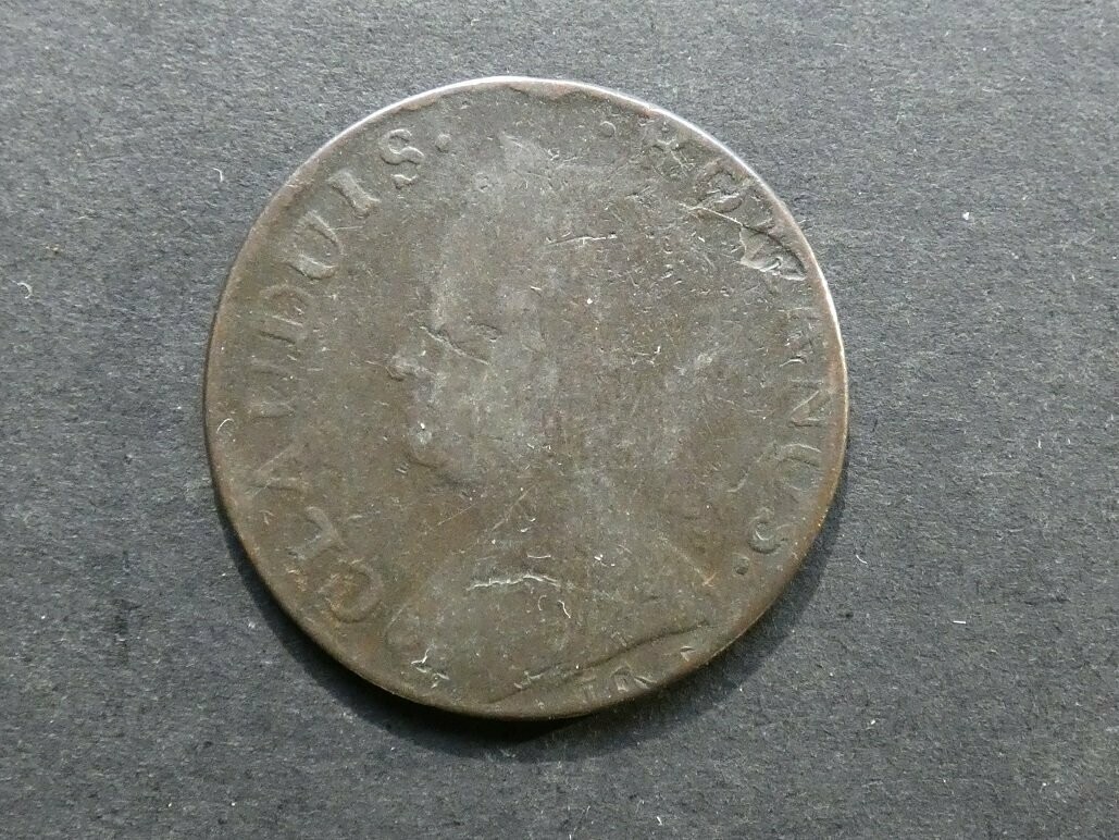 18th Century evasive Halfpenny, CLAUDUIS ROMANUS / DELECTAT RUS, 1771