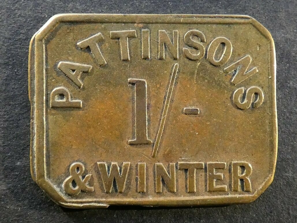 Value-stated check, Cumbria, Penrith, Pattinsons & Winter, 1 Shilling