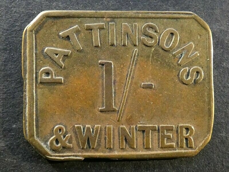 Value-stated check, Cumbria, Penrith, Pattinsons & Winter, 1 Shilling