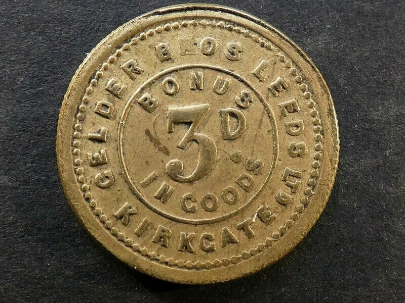 Value-stated check, Yorkshire, Leeds, Gelder Brothers, 3d