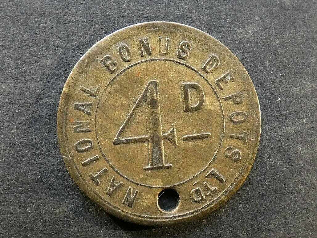 Value-stated check, National Bonus Depots Ltd, 4d
