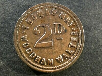 Fruit-picker's token, Essex, Woodham Walter, Thomas May, 2d