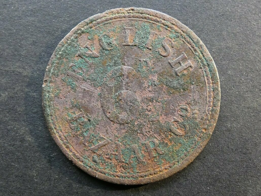 Jersey, value-stated check, English Bazaar Company, 6½d